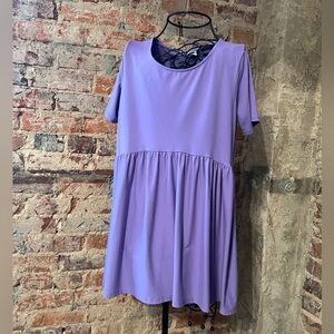 Purple Short Sleeve High Low Tunic Top